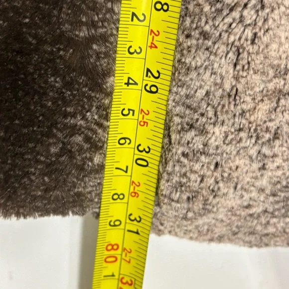 Dennis Basso Faux Fur Jacket Size Large Light Brown Faux Fur Coat with Hood - Picture 11 of 13